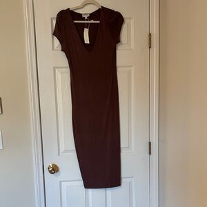 See You Monday Deep Brown Midi Dress